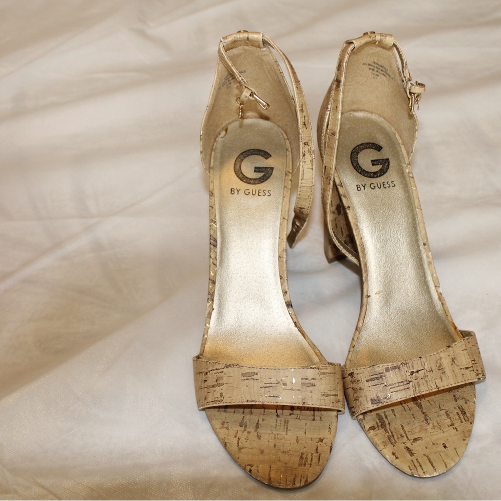 G by Guess Women's Gold and Tan Heels
